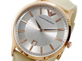 Emporio Armani Classic Quartz Silver Dial Beige Leather Strap Watch For Men - AR2464 Authentic Buy Shop Now