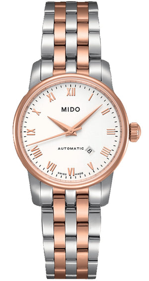 Mido Baroncelli III Automatic White Dial Two Tone Steel Strap Watch For Women - M7600.9.N6.1 Authentic Buy Shop Now