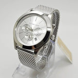 Michael Kors Slim Runway Chronograph Silver Dial Silver Mesh Bracelet Watch For Men - MK9059 Authentic Buy Shop Now