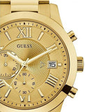 Guess Atlas Chronograph Gold Dial Gold Steel Strap Watch For Men - W0668G4 Authentic Buy Shop Now