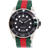 Gucci Dive Black Dial Red & Green Nylon Strap Watch For Men - YA136209 Authentic Buy Shop Now