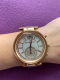 Michael Kors Sawyer Mother of Pearl White Dial Rose Gold Steel Strap Watch for Women - MK6282 Authentic Buy Shop Now