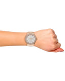 Guess Dazzler Diamonds Silver Dial Rose Gold Steel Strap Watch for Women - W0335L3 Authentic Buy Shop Now