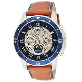 Fossil Grant Sport Automatic Skeleton Blue Dial Brown Leather Strap Watch for Men - ME3140 Authentic Buy Shop Now