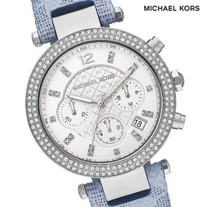 Michael Kors Parker Silver Dial Blue Leather Strap Watch For Women - MK6936 Authentic Buy Shop Now