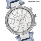 Michael Kors Parker Silver Dial Blue Leather Strap Watch For Women - MK6936 Authentic Buy Shop Now