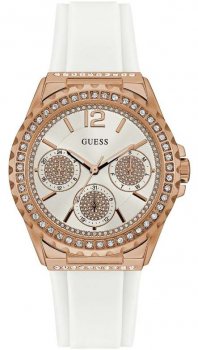 Guess Starlight Diamonds White Dial White Rubber Strap Watch for Women - W0846L5 Authentic Buy Shop Now