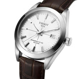 Tissot Gentleman Powermatic 80 Silicium Silver Dial Brown Leather Strap Watch For Men - T127.407.16.031.01 Authentic Buy Shop Now