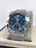Breitling Chronomat B01 42mm Blue Dial Silver Steel Strap Watch for Men - AB0134101C1A1 Authentic Buy Shop Now