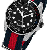 Gucci Dive Black Dial Red & Blue Nylon Strap Watch For Men - YA136210 Authentic Buy Shop Now