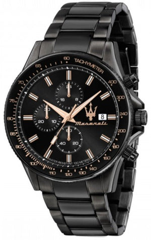 Maserati SFIDA Chronograph Black Dial Black Steel Strap Watch For Men - R8873640011 Authentic Buy Shop Now