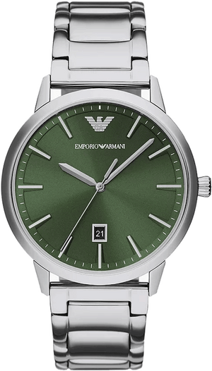 Emporio Armani Claudio Green Dial Silver Steel Strap Watch for Men - AR11575 Authentic Buy Shop Now
