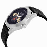 Gucci G Timeless Bee Black Dial Black Leather Strap Watch For Women - YA1264067 Authentic Buy Shop Now