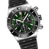 Breitling Super Chronomat B01 44 Green Dial Black Rubber Strap Watch for Men - AB0136251L1S1 Authentic Buy Shop Now