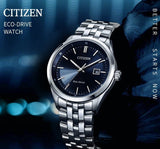 Citizen Eco Drive Blue Dial Silver Steel Strap Watch For Men - BM7250-56L Authentic Buy Shop Now