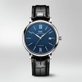 IWC Portofino '150 Years Edition' Automatic Blue Dial Black Leather Strap Watch for Men - IW356518 Authentic Buy Shop Now