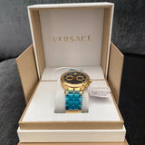 Versace Aion Chronograph Black Dial Gold Steel Strap Watch For Men - VE1D01721 Authentic Buy Shop Now