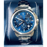 Maserati Successo Chronograph Blue Dial Silver Steel Strap Watch For Men - R8873621002 Authentic Buy Shop Now