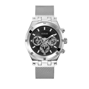 Guess Continental Quartz Black Dial Silver Mesh Strap Watch For Men - GW0582G1 Authentic Buy Shop Now