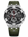 Maurice Lacroix Aikon Chronograph Black Dial Green Leather Strap Watch for Men - AI1018-PVB21-330-1 Authentic Buy Shop Now