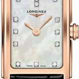 Longines Dolcevita Diamonds Mother of Pearl White Dial Black Leather Strap Watch for Women - L5.258.8.87.0 Authentic Buy Shop Now
