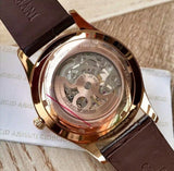 Emporio Armani Epoca White Skeletal Dial Black Leather Strap Watch For Men - AR2073 Authentic Buy Shop Now