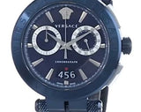 Versace Aion Chronograph Blue Dial Blue Leather Strap Watch for Men - VBR070017 Authentic Buy Shop Now