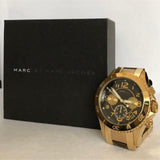 Marc Jacobs Rock Chronograph Black Dial Gold Steel Strap Watch for Women - MBM3253 Authentic Buy Shop Now