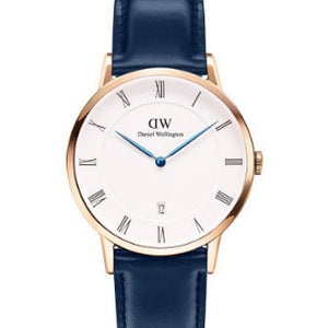 Daniel Wellington Dapper Somerset White Dial Blue Leather Strap Watch For Men - DW00100193 Authentic Buy Shop Now