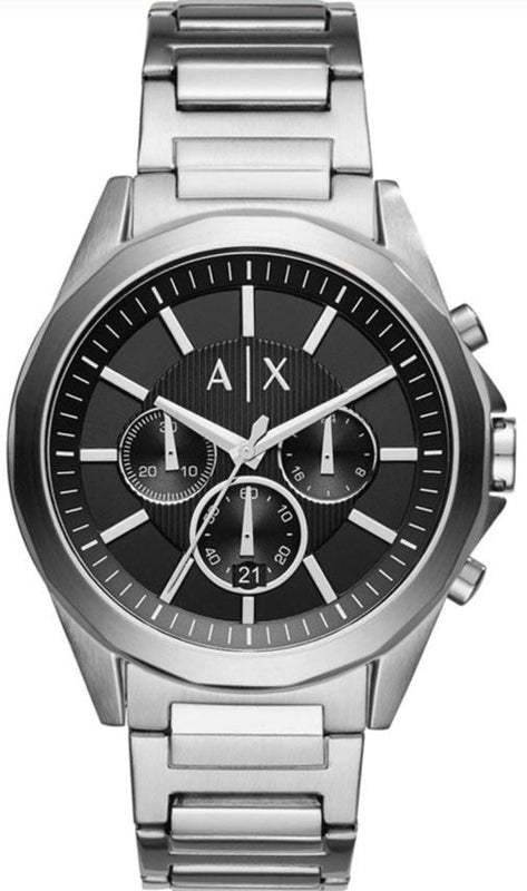 Armani Exchange Drexler Chronograph Black Dial Silver Steel Strap Watch for Men - AX2600 Authentic Buy Shop Now