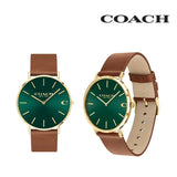 Coach Charles Green Dial Brown Leather Strap Watch for Men - 14602435 Authentic Buy Shop Now