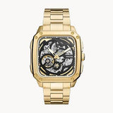 Fossil Inscription Automatic Skeleton Black Dial Gold Steel Strap Watch for Men - BQ2573 Authentic Buy Shop Now