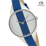 Calvin Klein Rebel Blue Silver Dial Blue Leather Strap Watch for Women - K8P231V6 Authentic Buy Shop Now