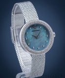 Emporio Armani Rosa Diamonds Mother of Pearl Blue Dial Silver Mesh Bracelet Watch For Women - AR11380 Authentic Buy Shop Now