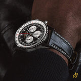 Breitling Navitimer B01 Chronograph 46 Black Dial Black Leather Strap Watch for Men - AB0137211B1P1 Authentic Buy Shop Now