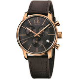 Calvin Klein City Chronograph Grey Dial Brown Leather Strap Watch for Men - K2G276G3 Authentic Buy Shop Now
