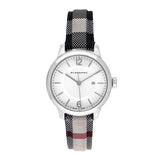 Burberry Classic Stone Silver Dial Horseberry Black Leather Strap Watch for Women - BU10103 Authentic Buy Shop Now