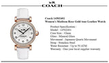 Coach Madison White Dial White Leather Strap Watch for Women - 14502401 Authentic Buy Shop Now