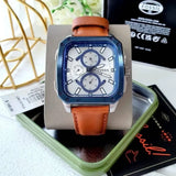 Fossil Inscription Multifunction Silver Dial Brown Leather Strap Watch for Men - BQ2658 Authentic Buy Shop Now