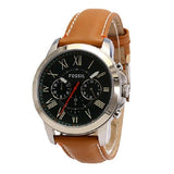 Fossil Grant Chronograph Green Dial Brown Leather Strap Watch for Men - FS4918 Authentic Buy Shop Now