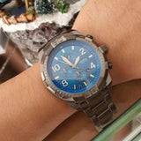 Fossil Bronson Chronograph Blue Dial Grey Steel Strap Watch for Men - FS5711 Authentic Buy Shop Now