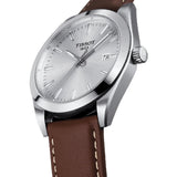 Tissot Gentleman Silver Dial Brown Leather Strap Watch For Men - T127.410.16.031.00 Authentic Buy Shop Now