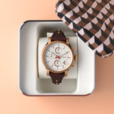 Fossil Boyfriend White Dial Brown Leather Strap Watch for Women - ES3616 Authentic Buy Shop Now
