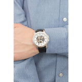 Fossil Grant Skeleton White Dial Black Leather Strap Watch for Men - ME3053 Authentic Buy Shop Now