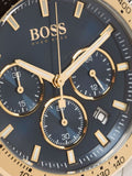 Hugo Boss Ikon Blue Dial Gold Steel Strap Watch for Men - 1513340 Authentic Buy Shop Now