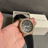 Michael Kors Dylan Chronograph Black Dial Black Rubber Strap Watch For Women - MK8557 Authentic Buy Shop Now
