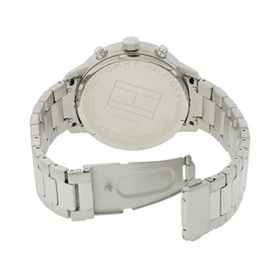 Tommy Hilfiger Hudson Chronograph White Dial Silver Steel Strap Watch For Men - 1791227 Authentic Buy Shop Now