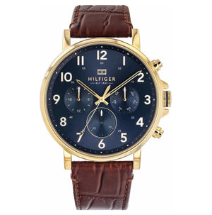 Tommy Hilfiger Daniel Blue Dial Brown Leather Strap Watch for Men - 1710380 Authentic Buy Shop Now