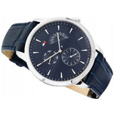 Tommy Hilfiger Brad Chronograph Quartz Blue Dial Blue Leather Strap Watch For Men - 1710387 Authentic Buy Shop Now