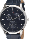 Tommy Hilfiger Brad Chronograph Quartz Blue Dial Blue Leather Strap Watch For Men - 1710387 Authentic Buy Shop Now